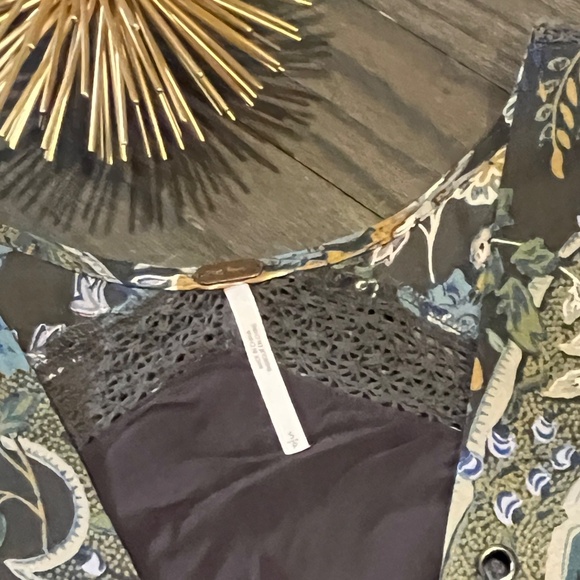 Free People Rain or Shine Gray Paisley Lace Up Tunic Dress Small - Picture 6 of 9